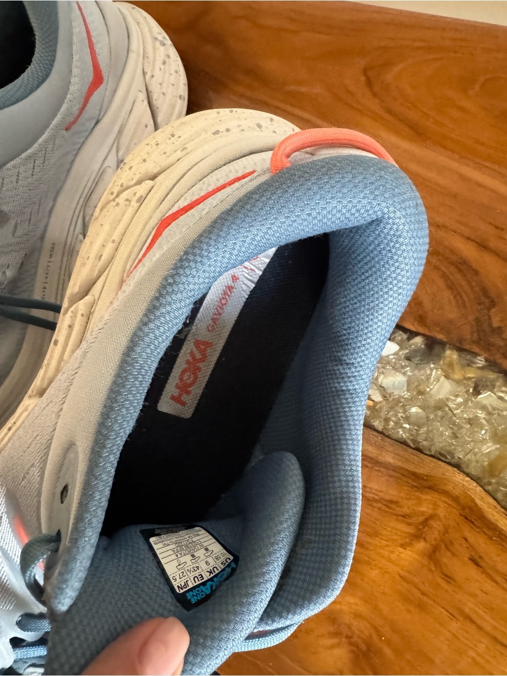 Hoka Women's Light Blue and Coral Running Sneakers - Picture 3 of 4